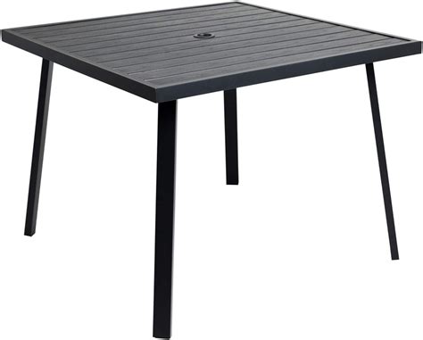 C-Hopetree Patio Dining Table with Umbrella Hole - Indoor Outdoor - Metal - Square - Qty 1 ...