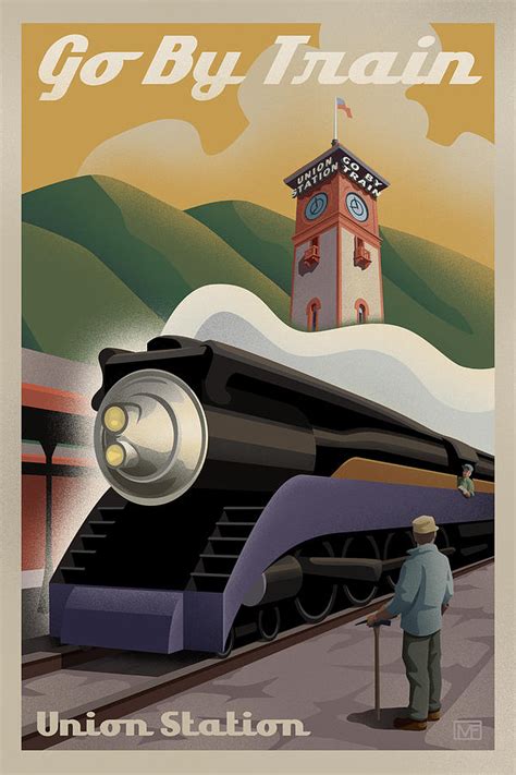 Vintage Union Station Train Poster Digital Art by Mitch Frey - Fine Art ...