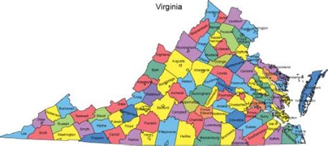 Virginia Map with Counties