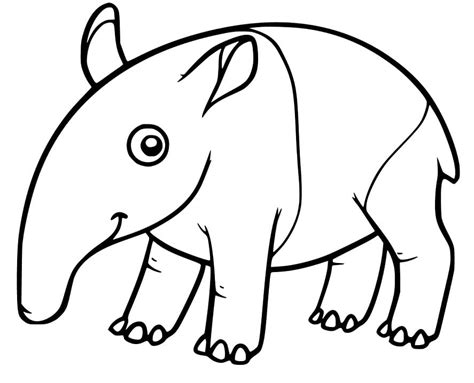 Little Cute Tapir Coloring Page - Free Printable Coloring Pages for Kids