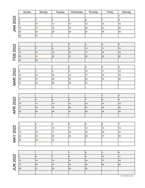 Printable 2022 Calendar | WikiDates.org