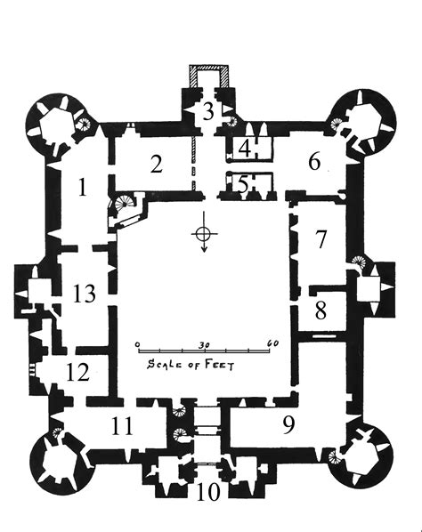 Castle floor plan, Castle home, Bodiam castle