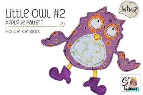 Little Owl #6 - Applique Pattern Graphic by Sew Queen · Creative Fabrica