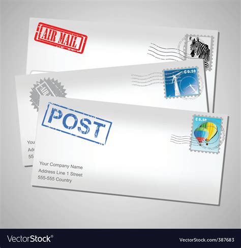 Envelopes with stamps Royalty Free Vector Image