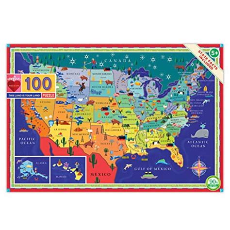 eeBoo United States USA Jigsaw Puzzle for Kids, This Land is Your Land, 100 Pieces - Walmart.com ...