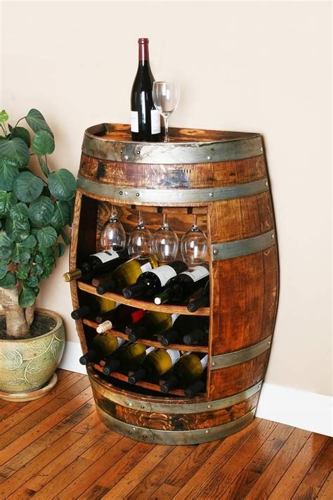 Gabinete de pared de barrica de vino de roble de 15 botellas con ...