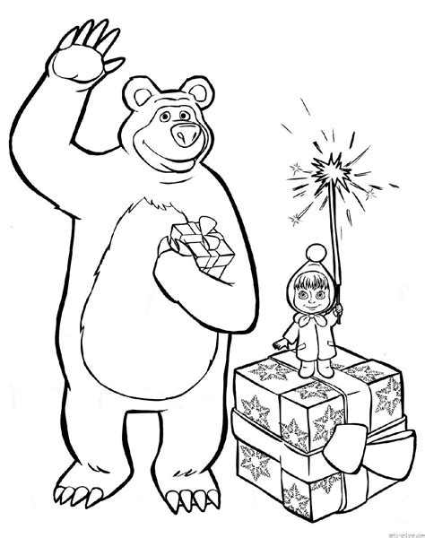 Masha y el oso para colorear | Bear coloring pages, Coloring pages, Masha and the bear