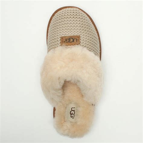 UGG Cozy Knit Cream Sheepskin Slippers in Natural - Lyst