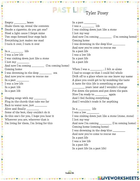 Past Life Song worksheet | Live Worksheets