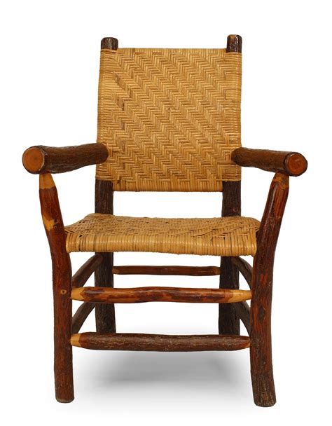 American rustic old hickory woven arm chairs