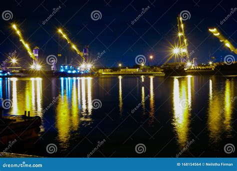 Cargo Sea Port for Containers at Night Editorial Stock Image - Image of ...