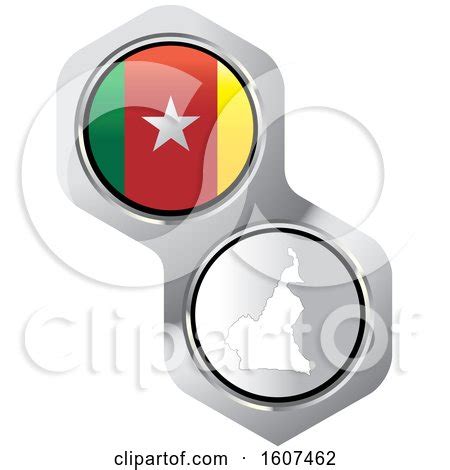 Clipart of a Cameroonian Flag Button and Map - Royalty Free Vector Illustration by Lal Perera ...