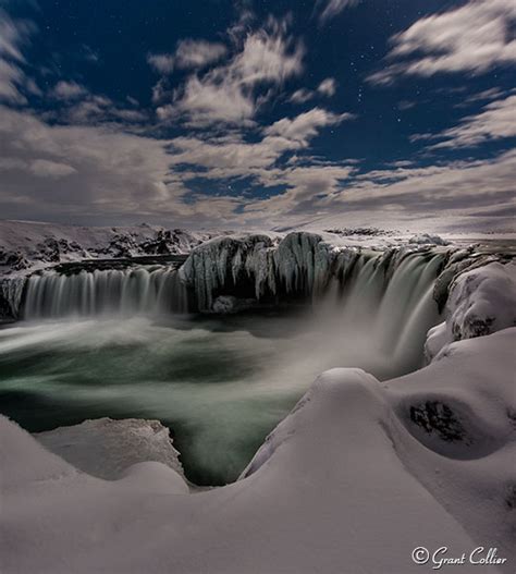 Godafoss Waterfall at Night, Iceland