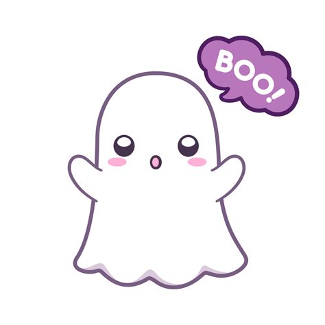 Cute ghost saying BOO Halloween ghost clipart cartoon element vector ...