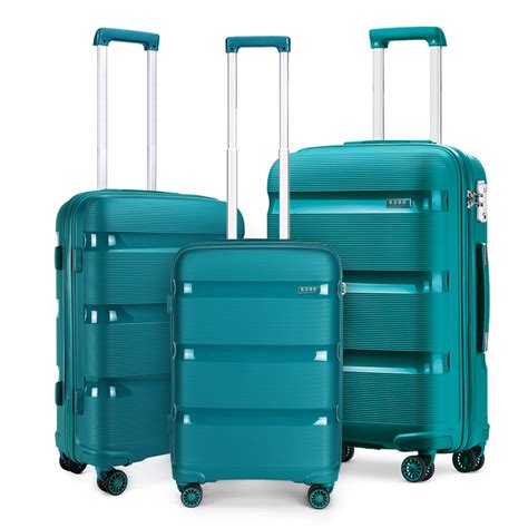 K2092L - Kono Bright Hard Shell PP Suitcase 3 Pieces Set - Classic Collection - Blue/Green