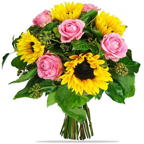 Sunflowers & Pink Roses | LaFlora.com