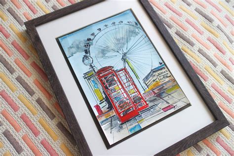 London Bridge Painting Watercolor Original Framed Tower - Etsy