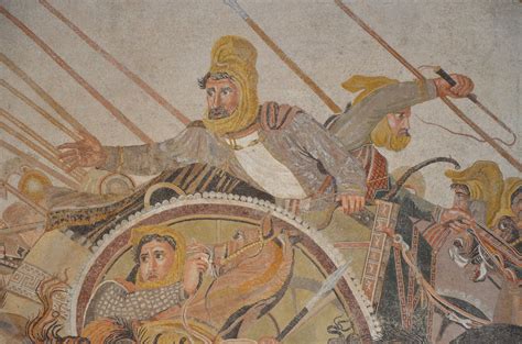 Detail of the Alexander Mosaic depicting the Battle of Issus between ...