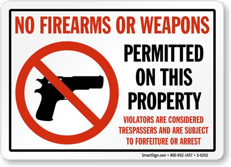 No Firearms Weapons Permitted Sign