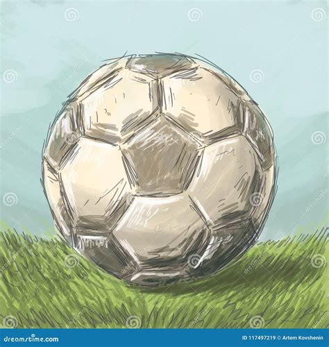 Sketch Ball on the Football Field Stock Illustration - Illustration of ...