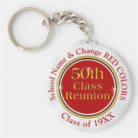 Red, White Cheap, 50 year Class Reunion Souvenirs Keychain | Zazzle