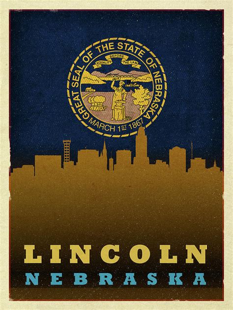 Lincoln City Skyline State Flag Of Nebraska Mixed Media by Design ...