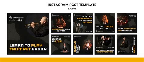 Free PSD | Music lessons instagram posts collection