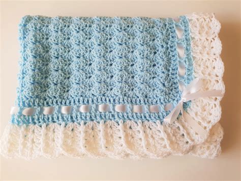 Crochet Baby Blue Blanket Handmade Crochet White Satin - Etsy