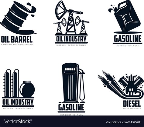 Set of logos with oil and petrol station Vector Image