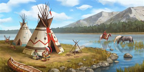 Native American camp. Environment concept art by olgaaimm on DeviantArt