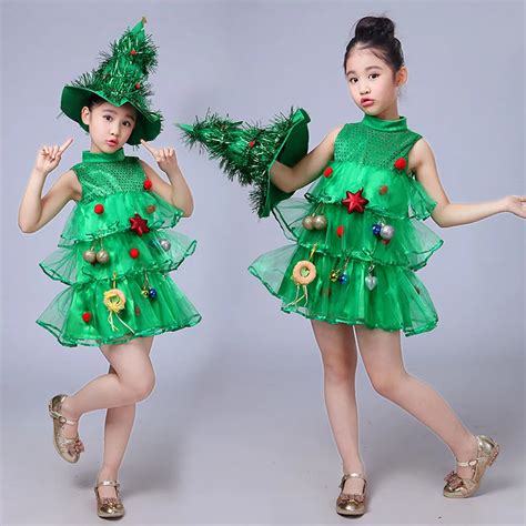 Toddler Kids Baby Girls Christmas Tree Costume Dress Tops Party Vest+Hat Outfits vestido bebe ...