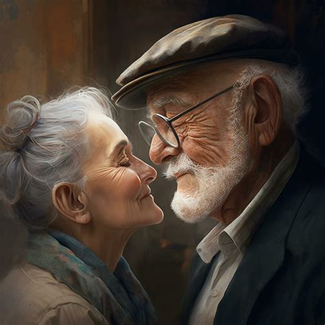 Illustration of an old loving couple Affection Age Trust content ...