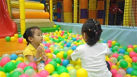 Indoor Playground Ball Pit with Cute Kids - How Excited Kids Playing ...