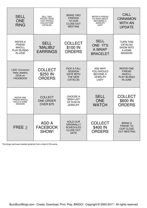 BLING Bingo Cards to Download, Print and Customize!