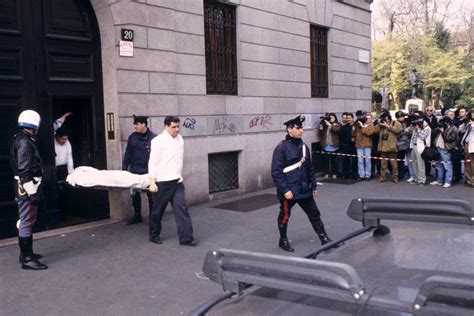 The murder scene of Maurizio Gucci in 1995. Photo Credit Shutterstock ...