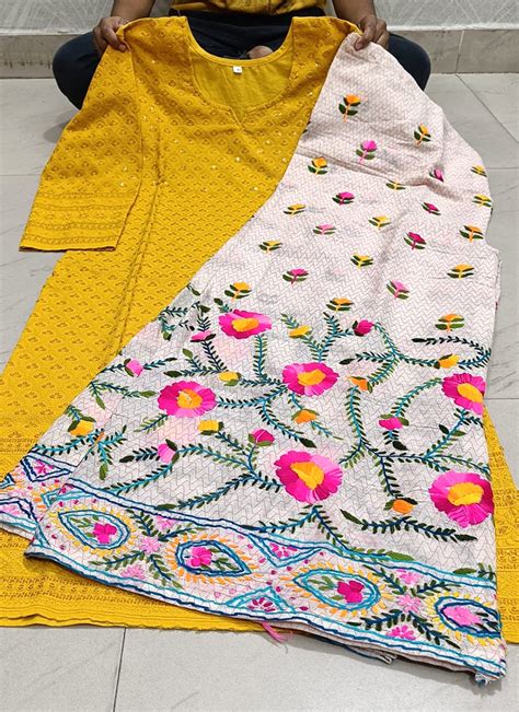 KD211 Pure Cotton Wholesale Phulkari Kurtis With Sharara 5 Pieces Catalog Catalog