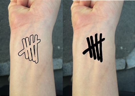 TEMPORARY TATTOO Set of 6 Tally Marks / Tattoo Flash | Etsy