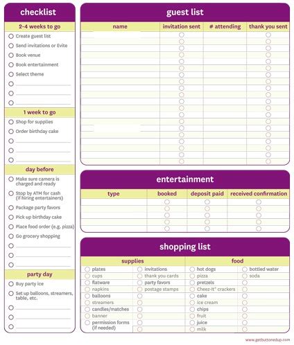 11 Free Printable Party Planner Checklists – Tip Junkie