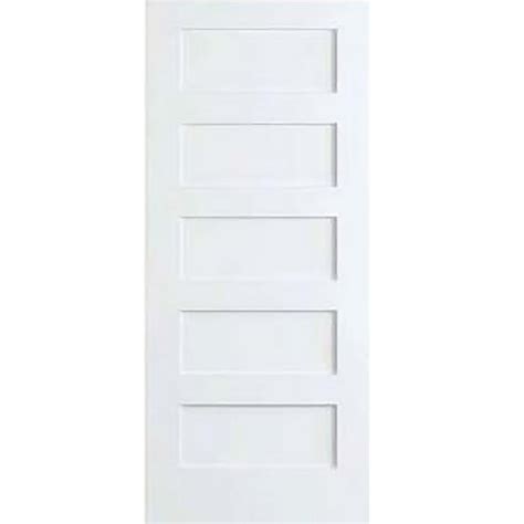 Kimberly Bay 24 in. x 80 in. White 5-Panel Shaker Solid Core Wood ...