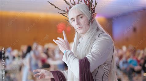 Elven king cosplay pose for camera at comic con Stock Photo | Adobe Stock