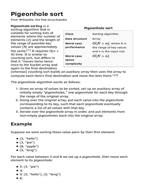 Pigeonhole Sort | PDF | Array Data Structure | Algorithms And Data Structures