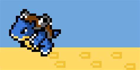 Blastoise on the beach pixel art