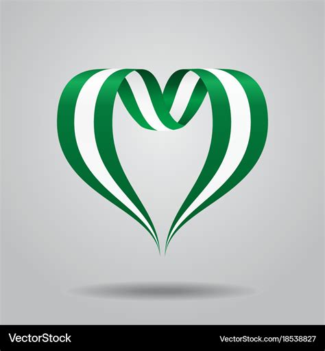 Nigerian flag heart-shaped ribbon Royalty Free Vector Image