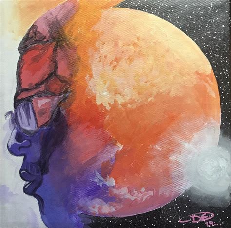 Acrylic painting of Kid Cudi’s Man on the Moon album art :) : r/painting