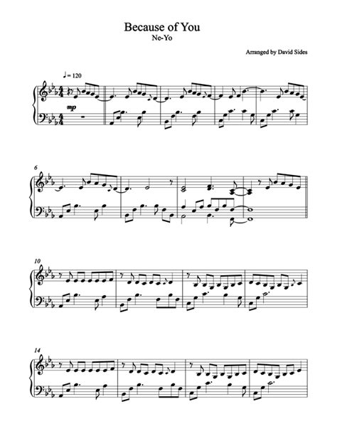 Because of You (Ne-Yo) - Piano Sheet Music – David Sides Enterprises, Inc.