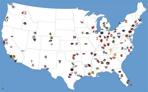 College Football Map | College football map, College football, College ...