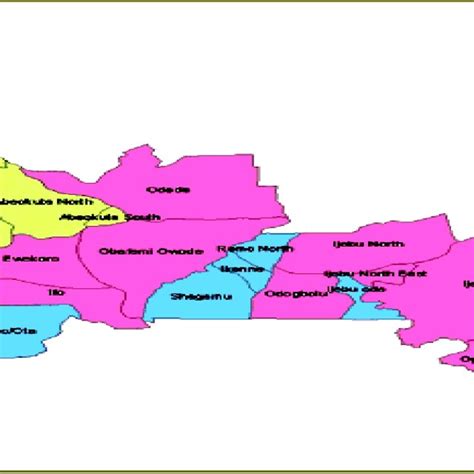 Map of Ogun State, Nigeria showing its 20 Local Government Areas ...