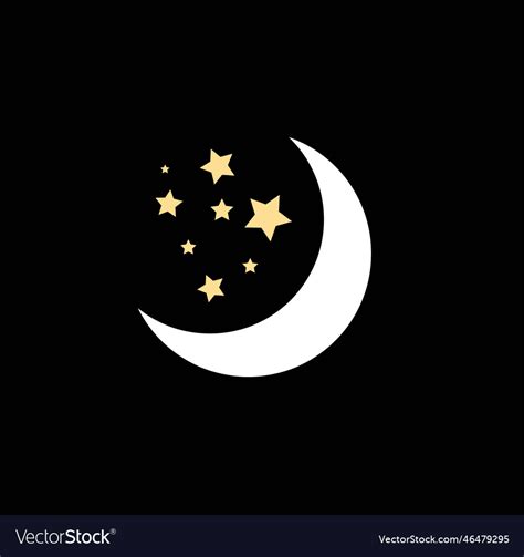 Half moon with stars clip art Royalty Free Vector Image