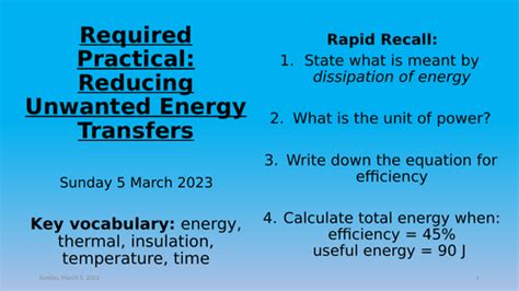 Physics - Energy Transfers Required Practical | Teaching Resources