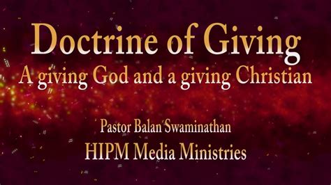 Sunday Sermon:Giving (Tithes & Offerings - Part 2/8) - A giving God and ...